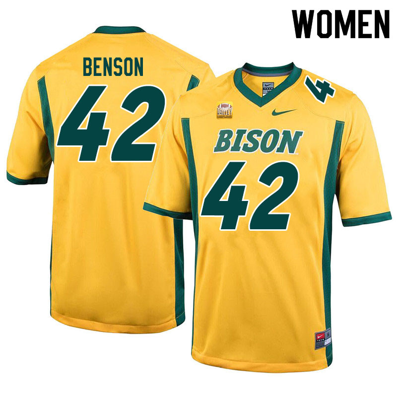 Women #42 Oscar Benson North Dakota State Bison College Football Jerseys Sale-Yellow - Click Image to Close